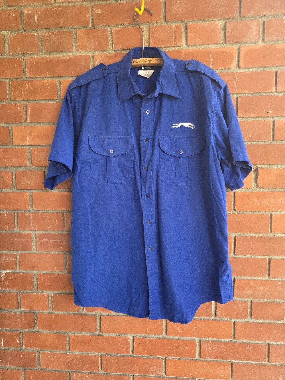 Vintage Greyhound Bus Driver Uniform Shirt Affinity Apparel Blue Short Sleeve Me